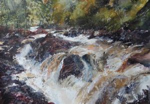 The Falls
In wide white contoured frame
Image Size: 53cms x 72cms 
Framed Size: 90cms x 110cms
Watercolour and Ink
Price: 450.00 ex p&p 